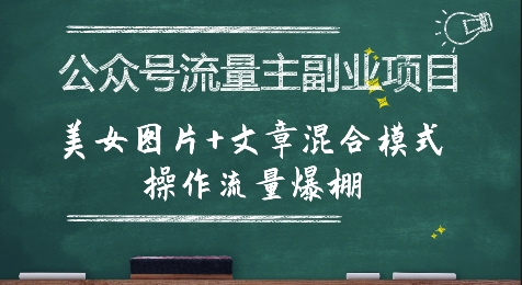 公众号流量主副业项目，美女图片+文章混合模式操作流量爆棚-青年网赚