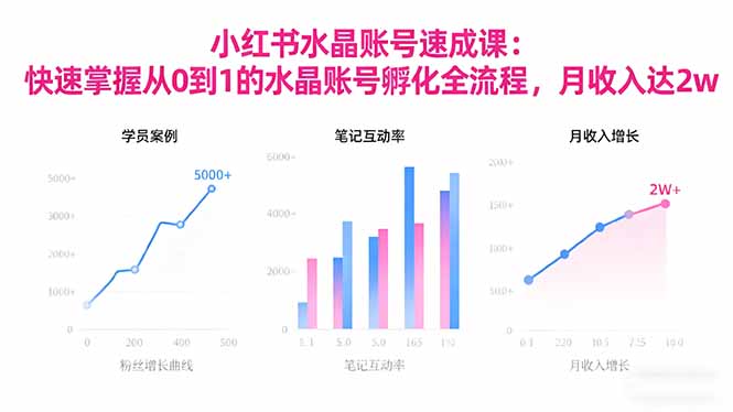 2025小红书水晶账号速成课：快速掌握从0-1水晶账号孵化全流程，月收入达2w-青年网赚