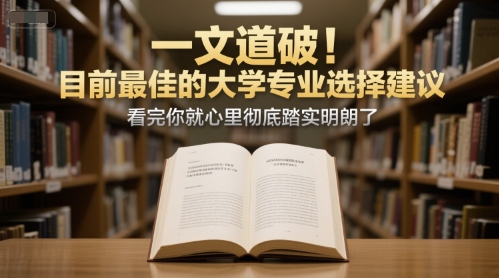 付费文章：一文道破！目前最佳的大学专业选择建议，看完你就心里彻底踏实明朗了-青年网赚