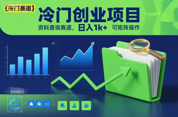 冷门创业项目，资料查询赛道，日入1k+，可矩阵操作-青年网赚