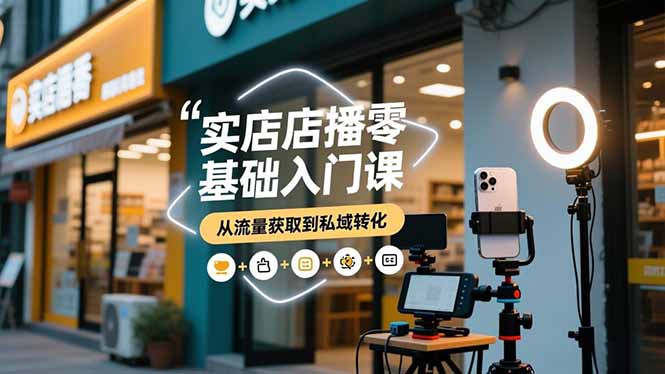 实体店播零基础入门课，实体店+短视频+直播+微信生态+私域社群，从流量获取到私域转化-青年网赚