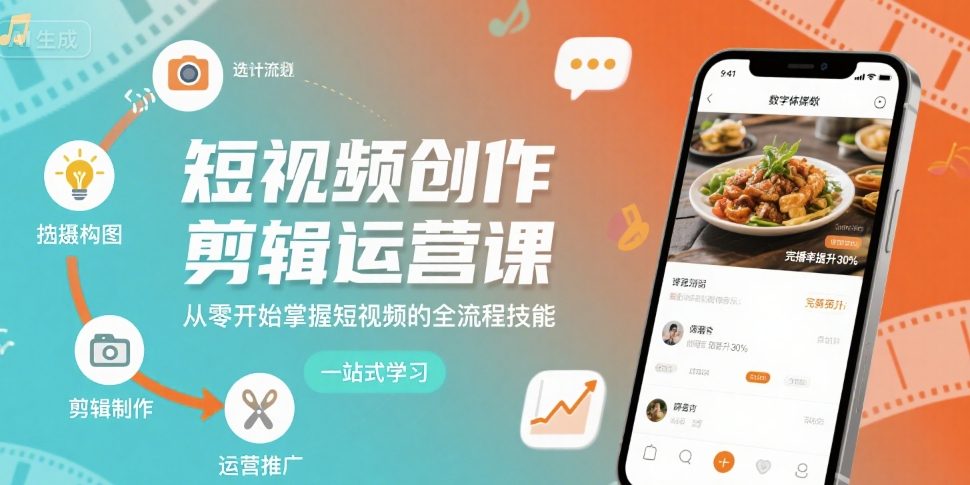 短视频创作剪辑运营课，从零开始掌握短视频的全流程技能-青年网赚