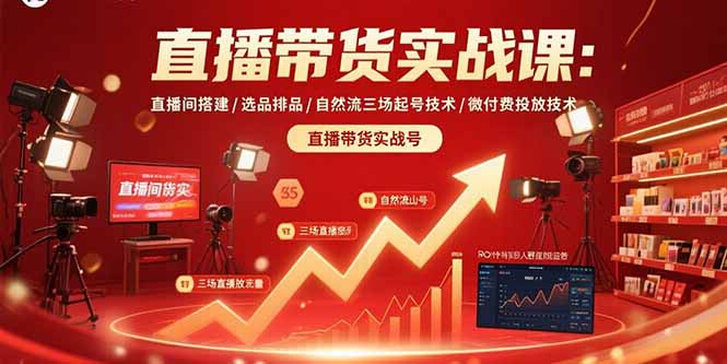 直播带货实战课：直播间搭建/选品排品/自然流三场起号技术/微付费投放技术-青年网赚