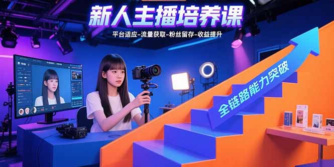新人主播培养课：平台适应-流量获取-粉丝留存-收益提升 全链路能力突破-青年网赚