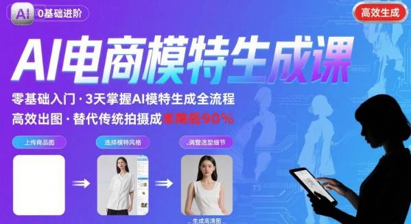AI模特进阶课程，0基础高效生成逼真电商模特图-青年网赚