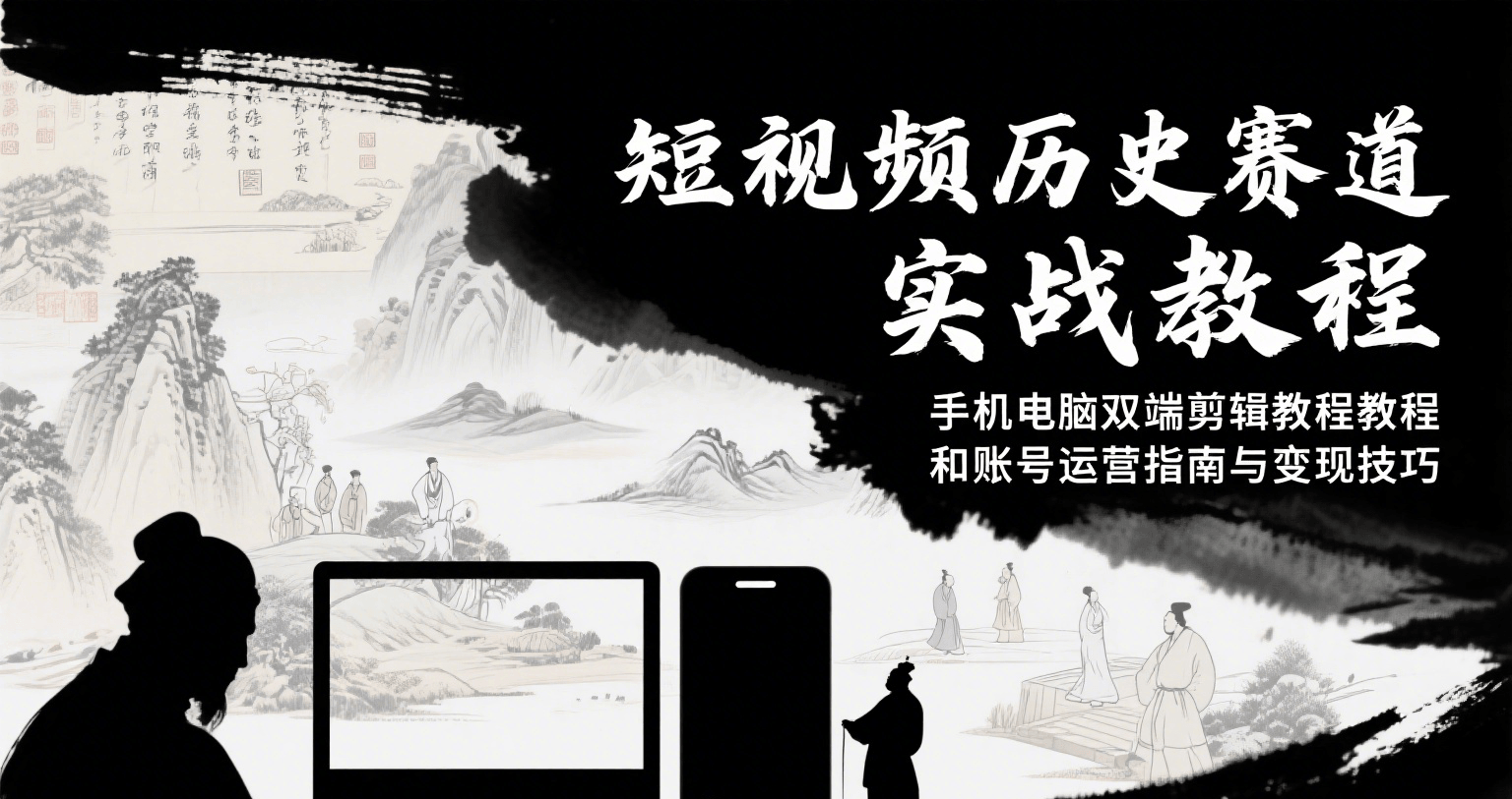 短视频历史赛道实战教程，手机电脑双端剪辑教程和账号运营指南与变现技巧-青年网赚