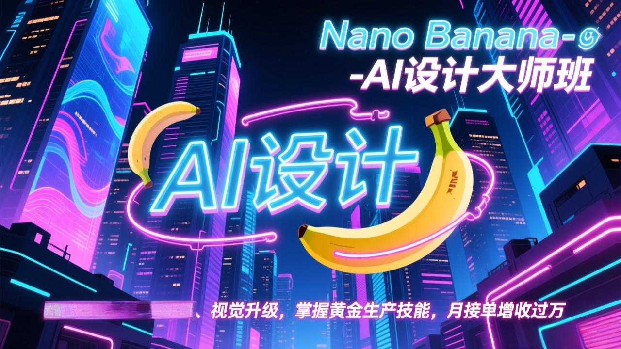 Nano Banana-AI设计大师班，修图合成、广告创作、视觉升级，掌握黄金生产技能，月接单增收过万-青年网赚
