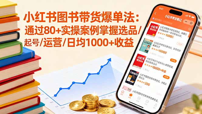 小红书图书带货爆单法：通过80+实操案例掌握选品/起号/运营/日均1000+收益-青年网赚