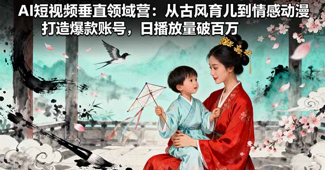 AI短视频垂直领域营：从古风育儿到情感动漫，打造爆款账号,日播放量破百万-青年网赚