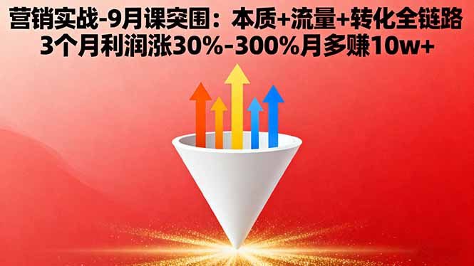 营销实战-9月突围课:本质+流量+转化全链路 3个月利润涨30%-300%月多赚10w+-青年网赚