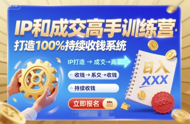 带你成为IP和成交高手的训练营，打造100%持续收钱系统-青年网赚