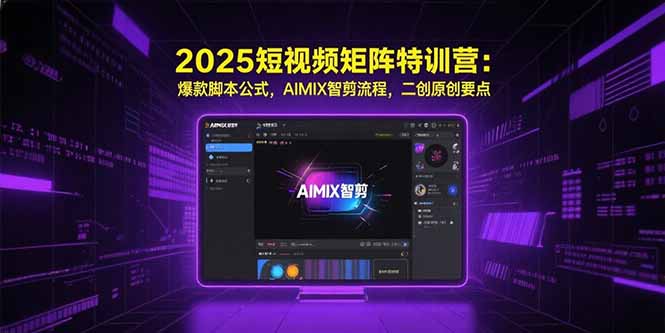2025短视频矩阵特训营：爆款脚本公式，AIMIX智剪流程，二创原创要点-青年网赚