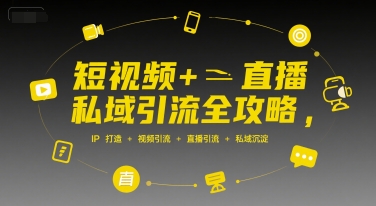 短视频+直播私域引流全攻略，IP打造 +视频引流 +直播引流 +私域沉淀-青年网赚