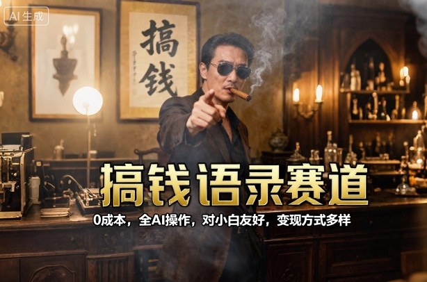 搞钱语录赛道，0成本，全AI操作，对小白友好，变现方式多样-青年网赚