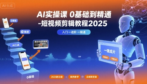 AI实操课0基础到精通-短视频剪辑教程2025-青年网赚