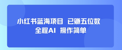 小红书蓝海项目，全程AI，操作简单，已挣五位数-青年网赚