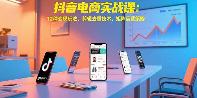 抖音电商实战课：12种变现玩法，剪辑去重技术，矩阵运营策略-青年网赚