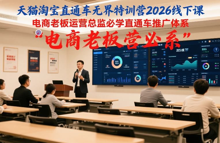 天猫淘宝直通车无界特训营2026线下课，电商老板运营总监必学直通车推广体系-青年网赚