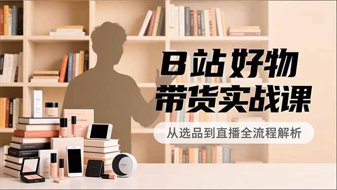 B站好物带货实战课，账号定位、选品拍摄、运营变现，全流程教学，实现UP主月入过万-青年网赚