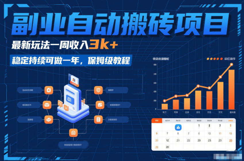 副业自动搬砖项目，最新玩法一周收入3k+，稳定持续可做一年，保姆级教程【揭秘】-青年网赚
