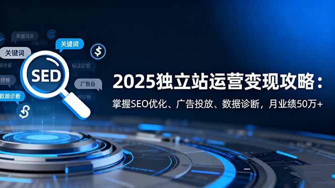 2025独立站运营变现攻略:掌握SEO优化、广告投放、数据诊断,月业绩50万+-青年网赚