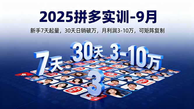 2025拼多多实训-9月：新手7天起量,30天日销破万,月利润3-10万,可矩阵复制-青年网赚