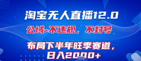 淘宝无人直播12.0，不封号，不违规，布局下半年旺季赛道，日入1k+(独家技术)【揭秘】-青年网赚