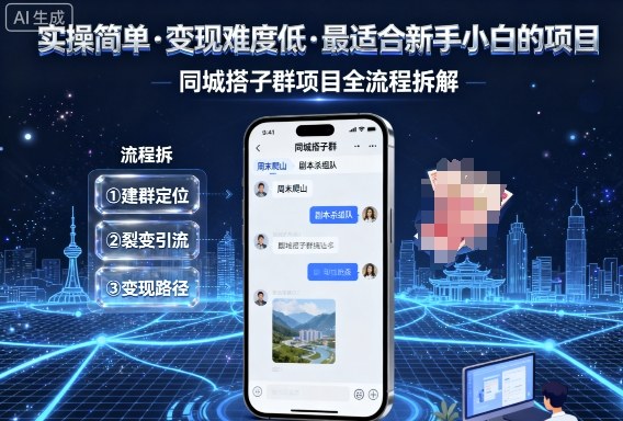 实操简单，变现难度低，最适合新手小白做的项目，每天轻松收入3张，同城搭子群项目全流程拆解-青年网赚