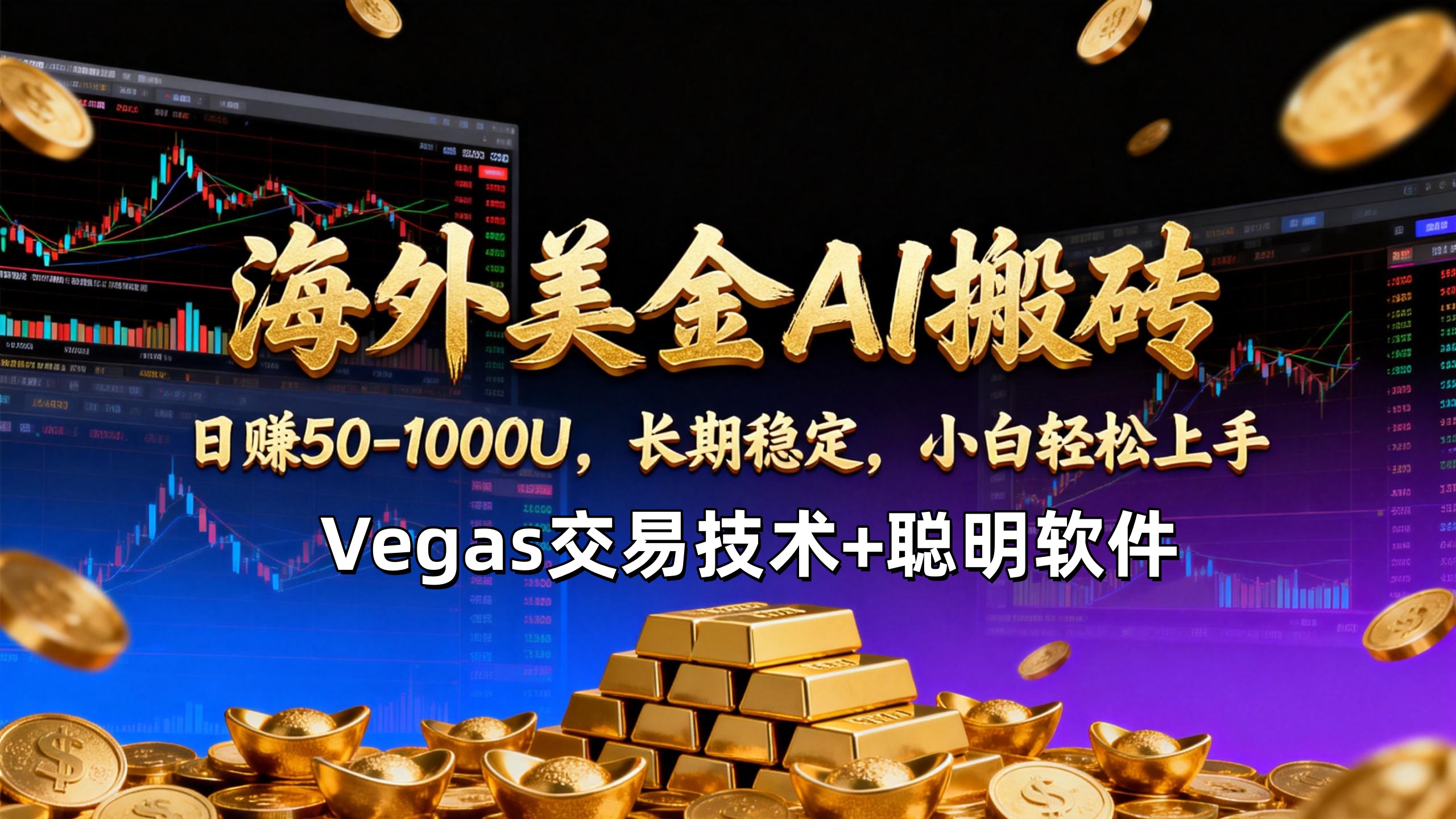 【海外美金AI搬砖】Vegas交易技术+聪明软件，日赚50-1000U，长期稳定，小白轻松上手。-青年网赚