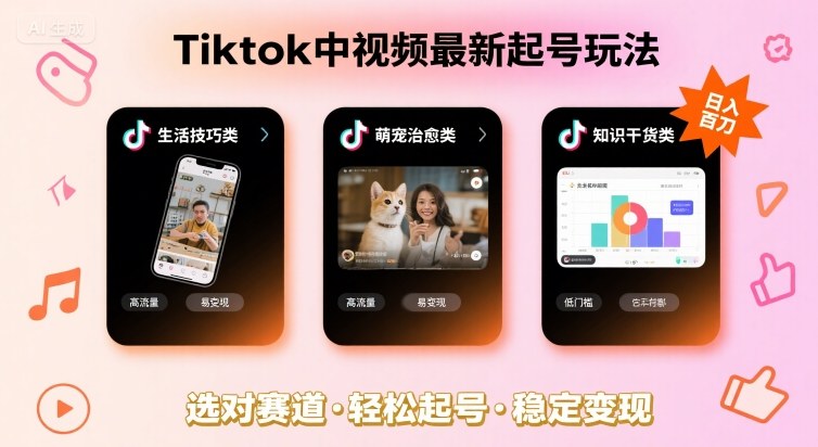 Tiktok中视频最新起号玩法，想要日入百刀，做好这几个赛道就可以了-青年网赚