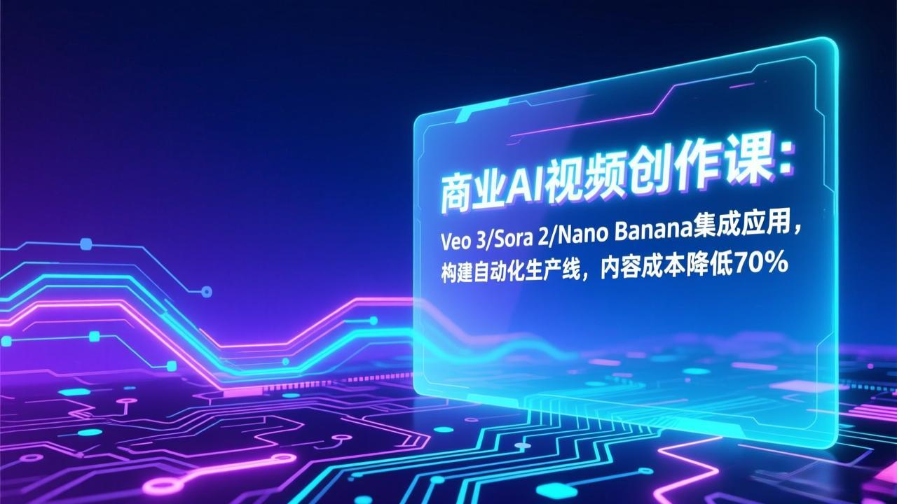 商业AI视频创作课：Veo 3/Sora 2/Nano Banana集成应用，构建自动化生产线，内容成本降低70%-青年网赚