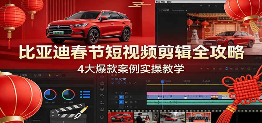 比亚迪春节短视频剪辑全攻略，4大爆款案例实操教学-青年网赚