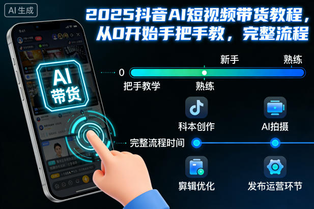 2025抖音AI短视频带货教程，从0开始手把手教，完整流程-青年网赚