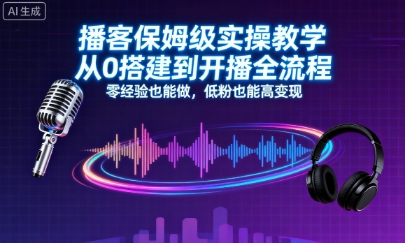 播客保姆级实操教学，从0搭建到开播全流程，零经验也能做，低粉也能高变现-青年网赚