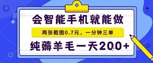 手机项目，二十秒一单，纯薅羊毛一天2张+做就有【揭秘】-青年网赚
