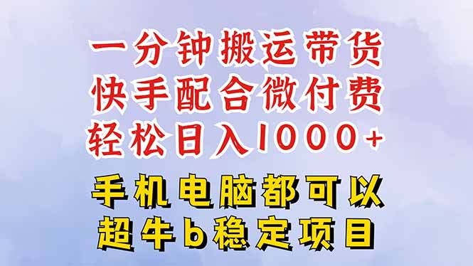 快手黑科技一分钟搬运带货，一刀不剪过原创，微付费投流玩法，轻松日入…-青年网赚