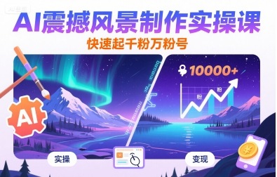 AI震撼风景制作实操课，快速起千粉万粉号-青年网赚