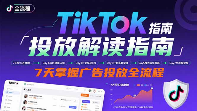 TikTok投放解读指南：后台操作/计划建立/模式选择，7天掌握广告投放全流程-青年网赚