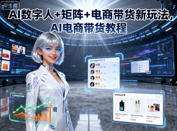 AI数字人+矩阵+电商带货新玩法，AI电商带货教程-青年网赚