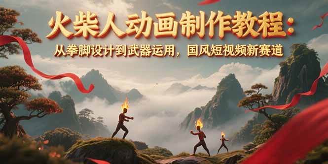 火柴人动画制作教程：从拳脚设计到武器运用，国风短视频新赛道-青年网赚