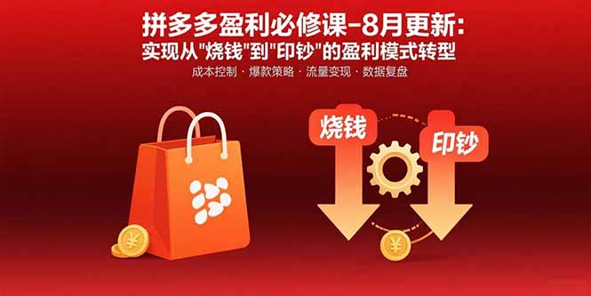 拼多多盈利必修课-8月更新：突破运营瓶颈 实现从烧钱到印钞的盈利模式转型-青年网赚