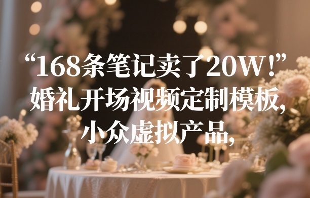 168条笔记卖了20W！婚礼开场视频定制模板，小众虚拟产品-青年网赚
