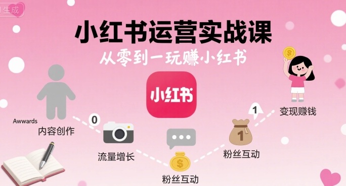 小红书运营实战课，从零到一玩賺小红书-青年网赚