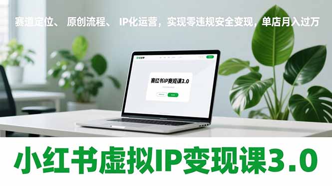 小红书虚拟IP变现课3.0，赛道定位、原创流程、IP化运营，实现零违规安全变现，单店月入过万-青年网赚