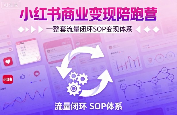 小红书商业变现陪跑营，轻IP矩阵 私域获客 聚光投流，一整套流量闭环SOP变现体系-青年网赚