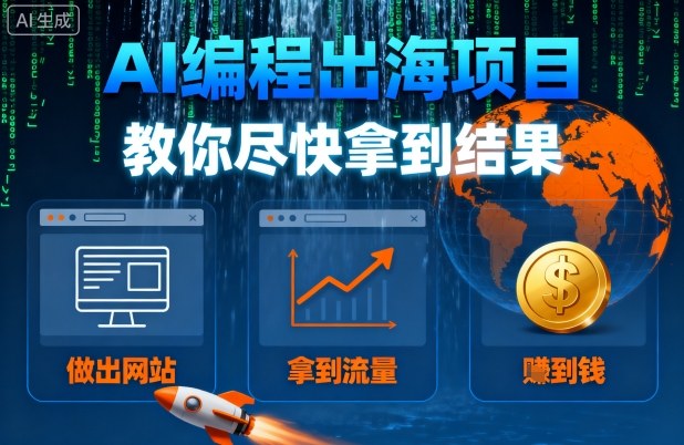 AI编程出海项目，教你尽快拿到结果-做出网站、拿到流量、賺到钱-青年网赚