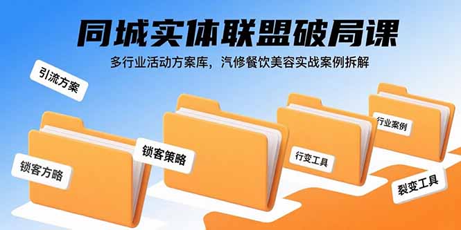 同城实体联盟破局课，多行业活动方案库，汽修餐饮美容实战案例拆解-青年网赚