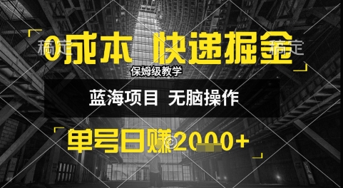 0成本快递掘金玩法，日入1k+，小白30分钟上手，收益嘎嘎猛【揭秘】-青年网赚