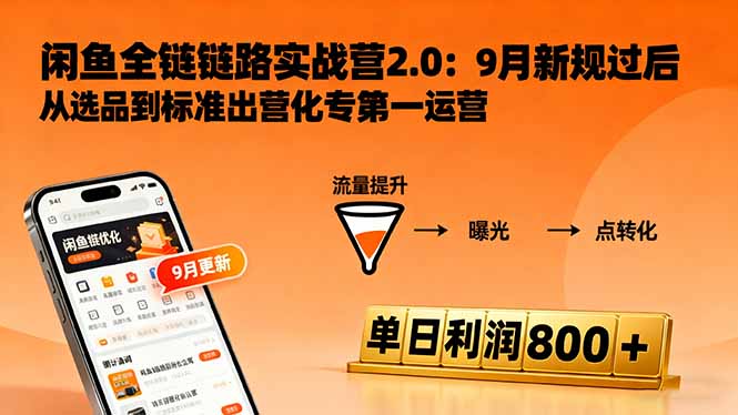 闲鱼变现课3.0：掌握链接优化、流量提升、商业变现，单日利润800+-青年网赚
