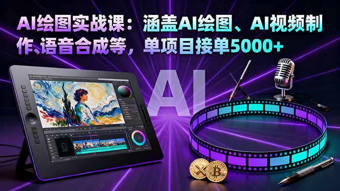 AI绘图实战课：涵盖AI绘图、AI视频制作、语音合成等，单项目接单5000+-青年网赚